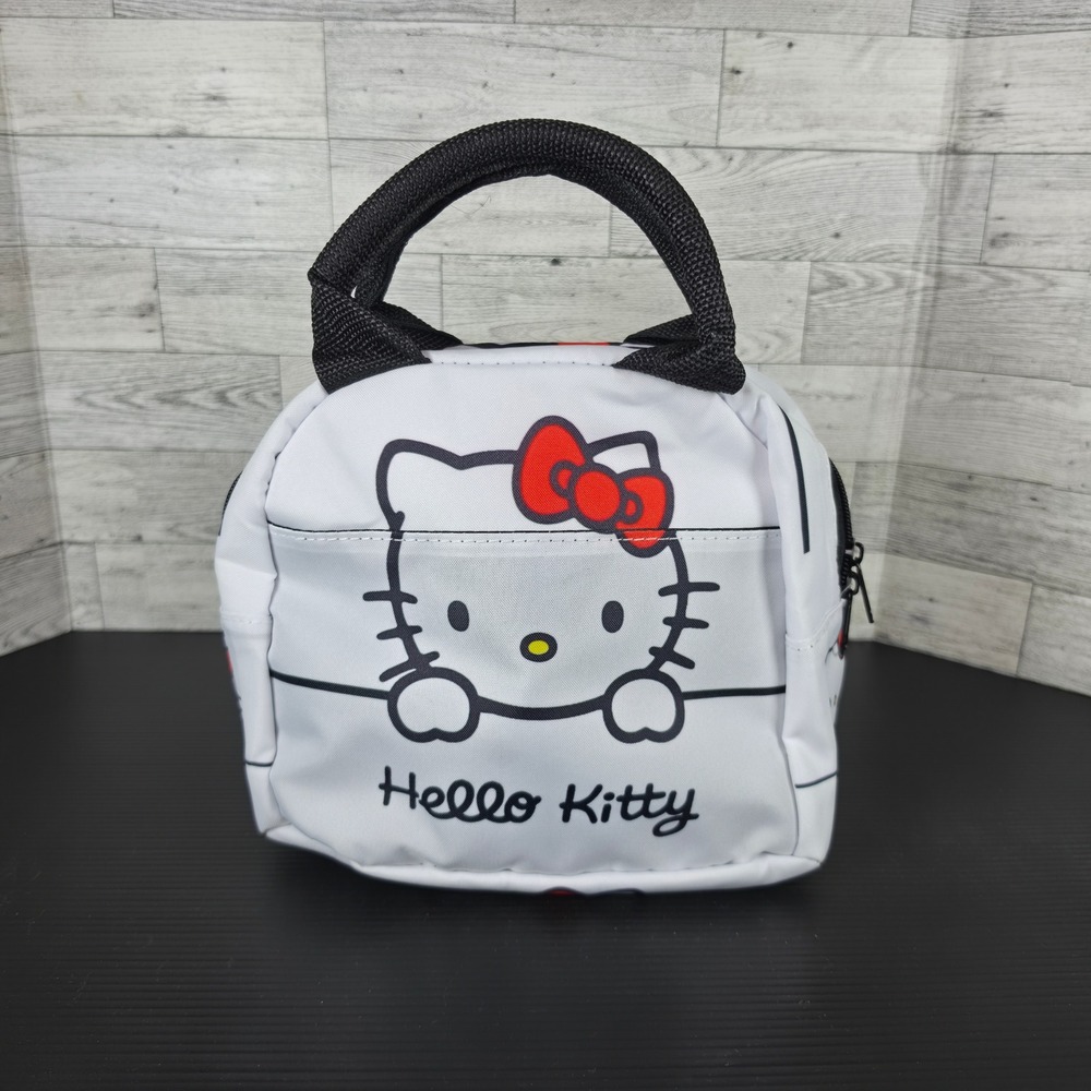 Hello Kitty Insulated Lunch Bag White Red Bow Sanrio Tote Cooler Handbag
